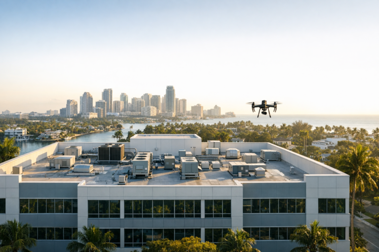 Drone roof inspection Fort Lauderdale commercial building roof survey