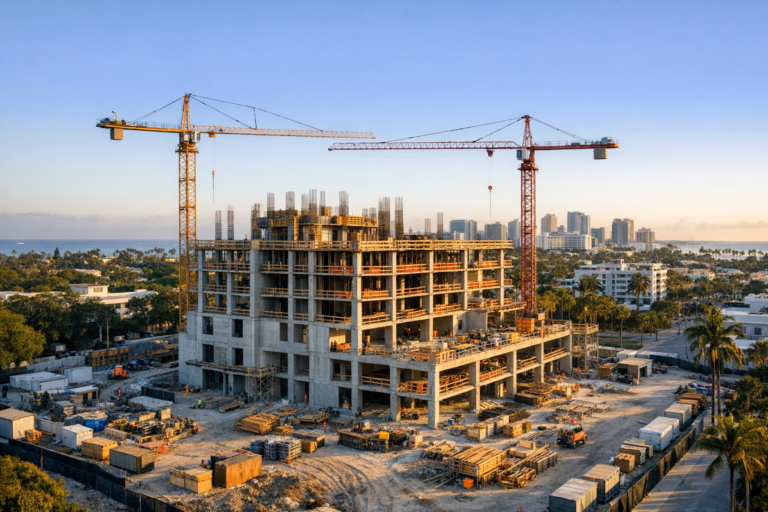 Construction drone photography Fort Lauderdale jobsite progress from above