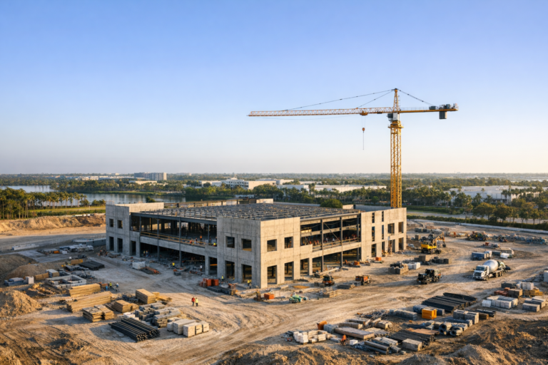Construction drone photography of a South Florida commercial job site