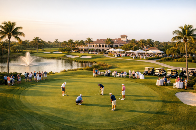 Golf tournament drone photography over a Palm Beach County course