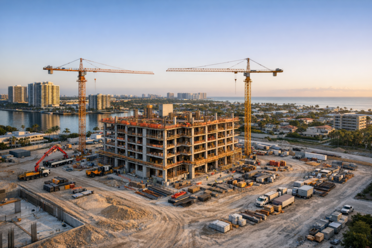 Drone view supporting construction progress documentation at a jobsite