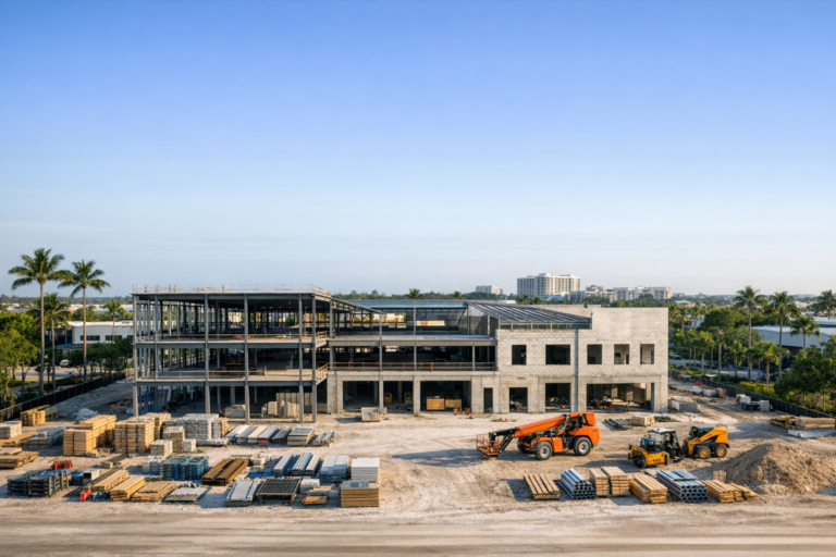 Construction drone photography Delray Beach jobsite progress from above
