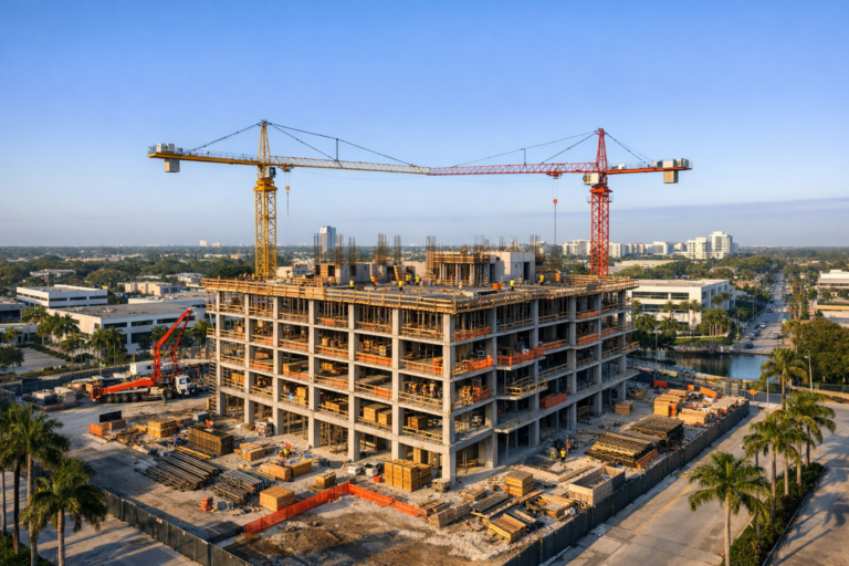Drone view for construction progress photo report at South Florida jobsite