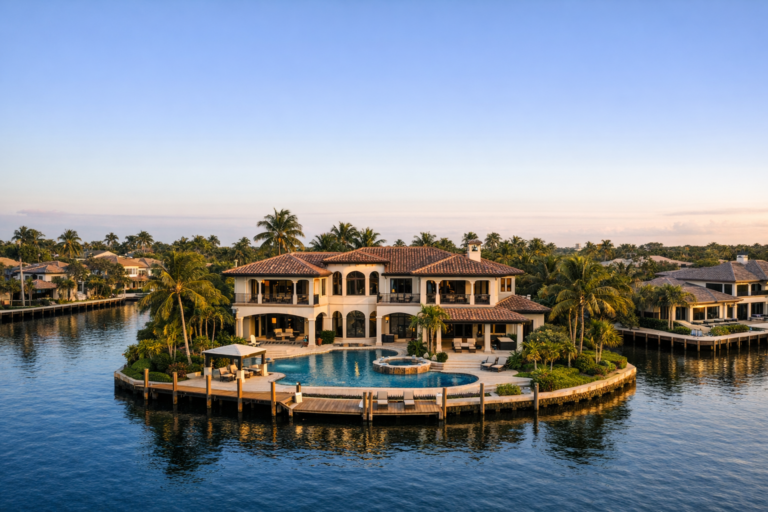 Aerial real estate photography Boca Raton luxury waterfront home