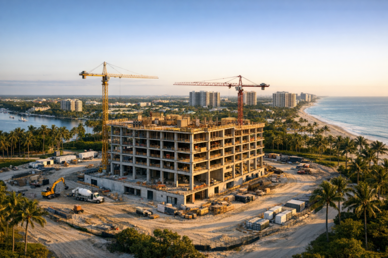 Drone view of construction photography Palm Beach County development site