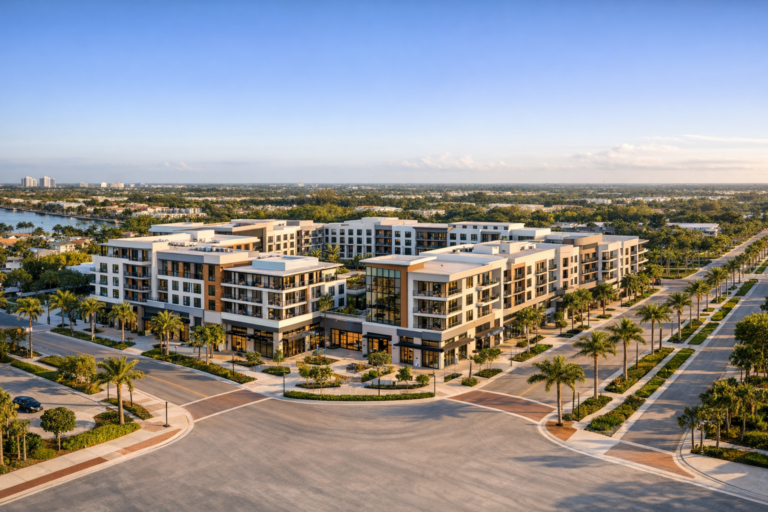 Real estate development photography of a completed South Florida mixed-use property